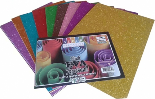 Simli Yapışkanlı Eva 10 Renk A4 SK18