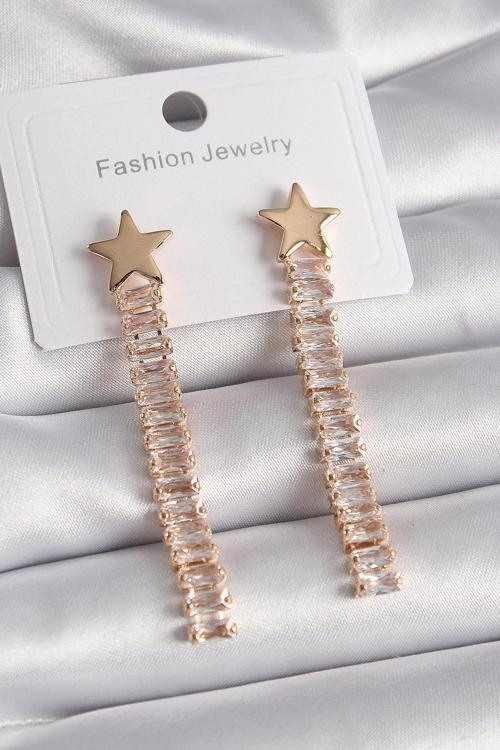 Gold Renk Yıldız Model Su Yolu Zirkon Taşlı Kadın Küpe - EBJ241102W28874