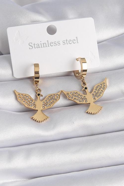 Gold Renk Zirkon Taşlı Anka Kuşu Model Kadın Küpe - EBJ241102W28815