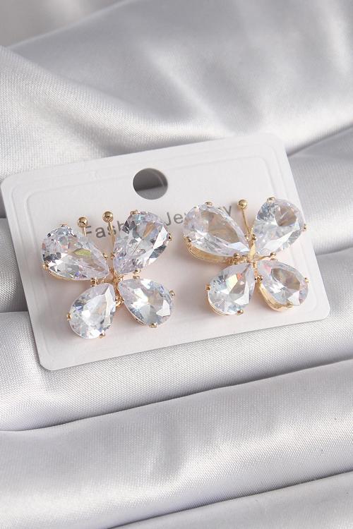 Gold Renk Zirkon Taşlı Kelebek Model Kadın Küpe - EBJ241102W28862