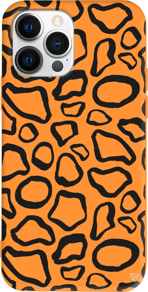 iPhone 15 Pro Max Uyumlu Turuncu Renkli Silikon Siyah Pattern Telefon Kılıfı