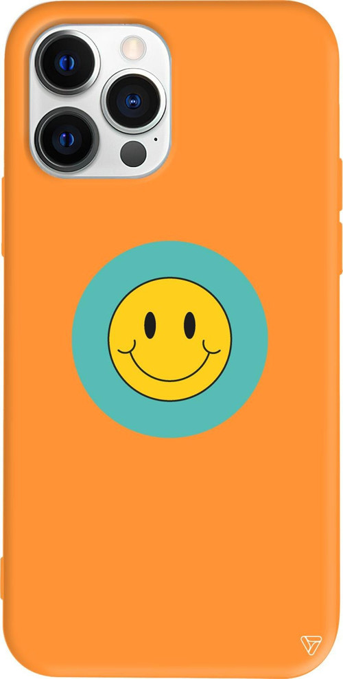 iPhone 15 Pro Max Uyumlu Turuncu Renkli Silikon Smile 2 Telefon Kılıfı
