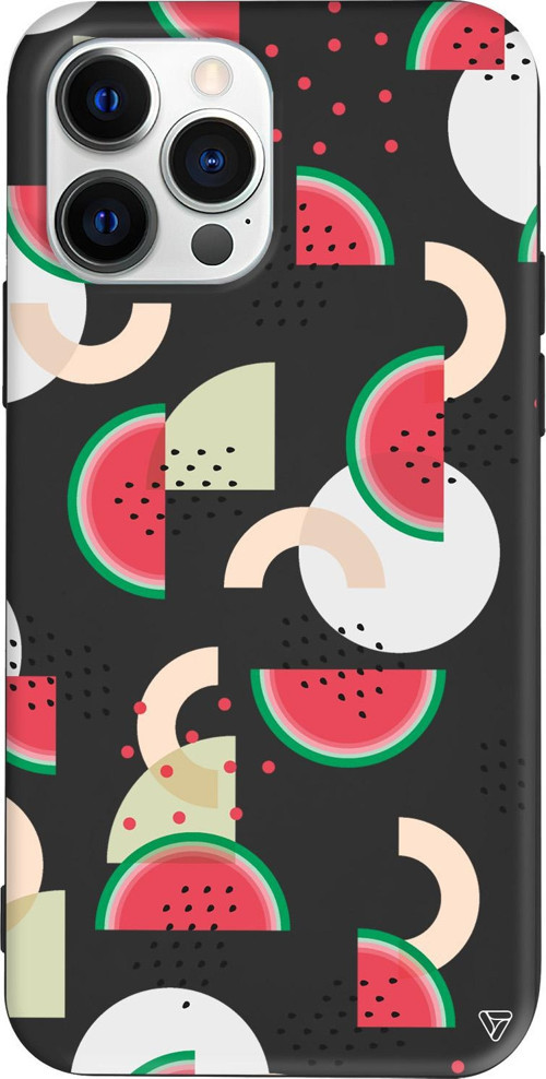 iPhone 15 Pro Max Uyumlu Siyah Renkli Silikon Karpuz Pattern Telefon Kılıfı