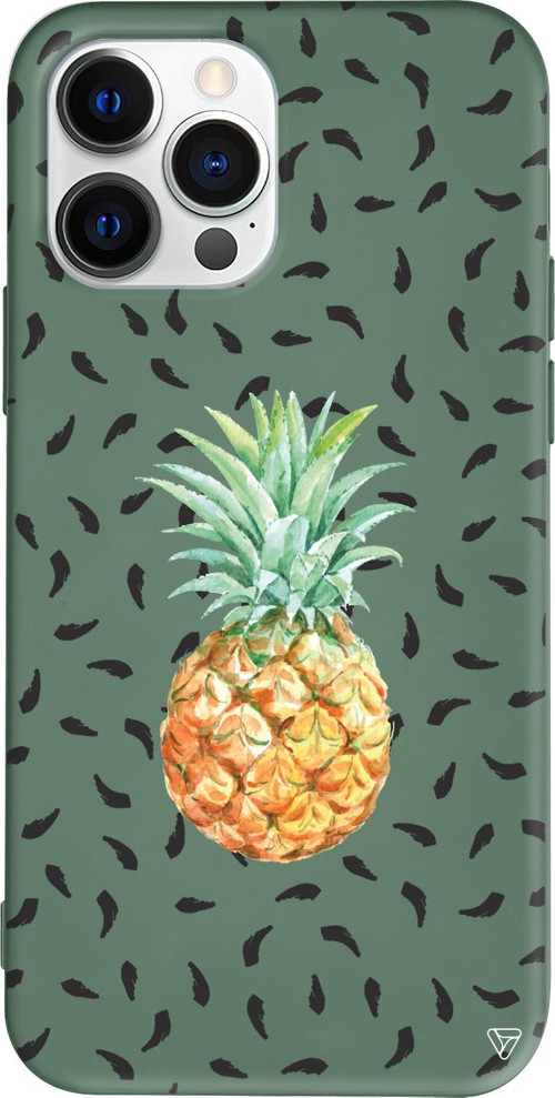 iPhone 15 Pro Max Uyumlu Yeşil Renkli Silikon Ananas Telefon Kılıfı