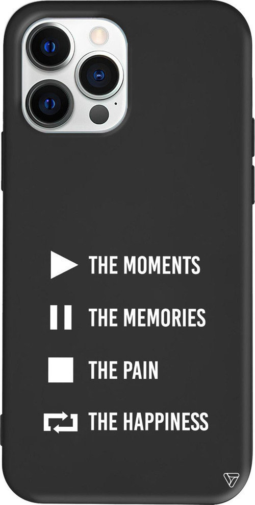 iPhone 15 Pro Max Uyumlu Siyah Renkli Silikon Playlist Telefon Kılıfı