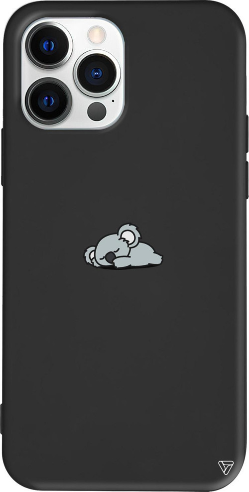 iPhone 15 Pro Max Uyumlu Siyah Renkli Silikon Koala Telefon Kılıfı
