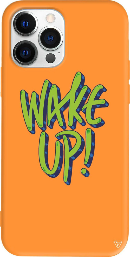iPhone 15 Pro Max Uyumlu Turuncu Renkli Silikon Wake Up Telefon Kılıfı