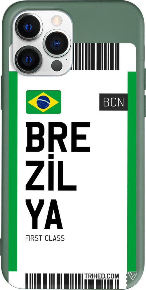 iPhone 15 Pro Max Uyumlu Yeşil Renkli Silikon Brezilya Bileti Telefon Kılıfı