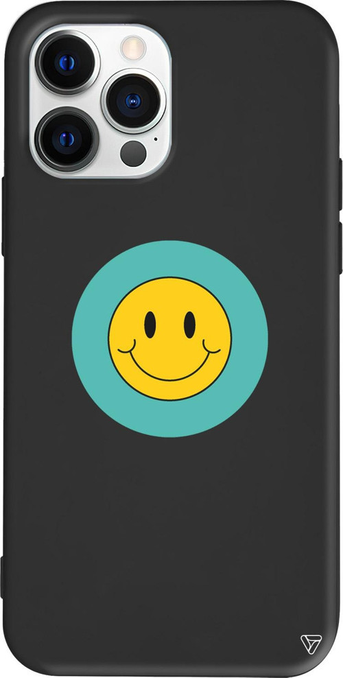 iPhone 15 Pro Max Uyumlu Siyah Renkli Silikon Smile 2 Telefon Kılıfı