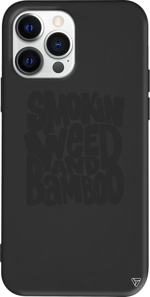 iPhone 15 Pro Max Uyumlu Siyah Renkli Silikon Smokin Weed Telefon Kılıfı