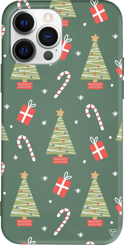 iPhone 15 Pro Max Uyumlu Yeşil Renkli Silikon Christmas Candy Telefon Kılıfı