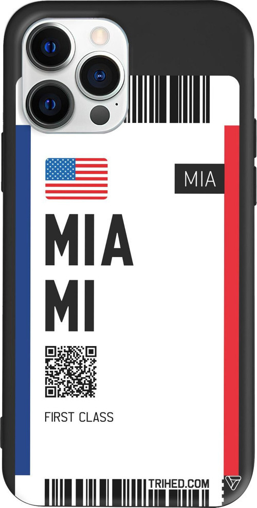iPhone 15 Pro Max Uyumlu Siyah Renkli Silikon Miami Bileti Telefon Kılıfı