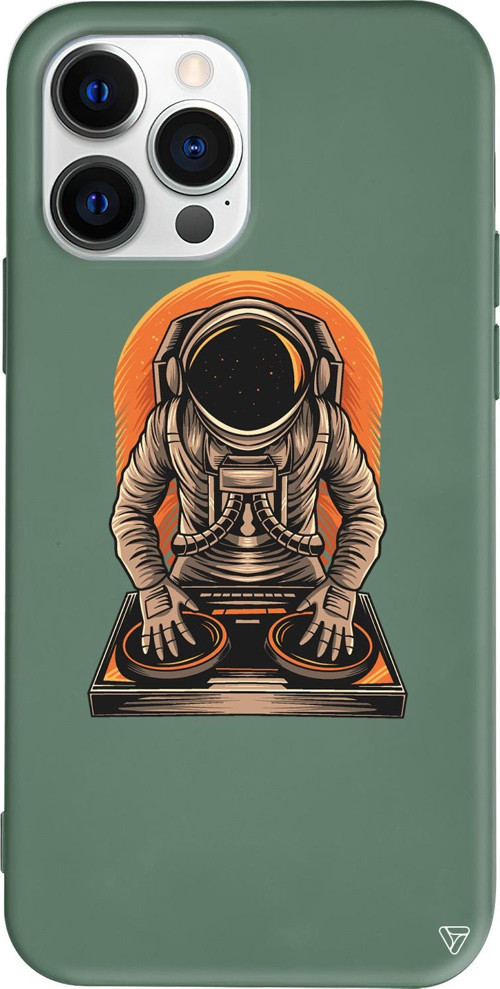 iPhone 15 Pro Max Uyumlu Yeşil Renkli Silikon DJ Astronot Telefon Kılıfı