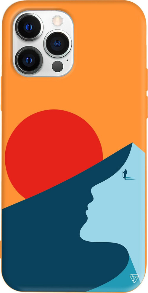 iPhone 15 Pro Max Uyumlu Turuncu Renkli Silikon Abstract Koleksiyonu Negative Space Telefon Kılıfı