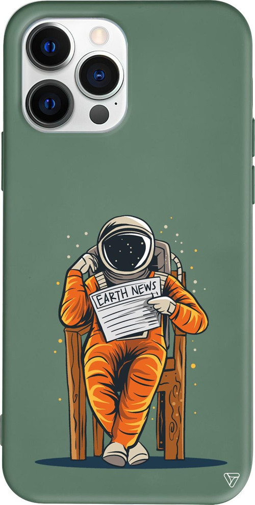 iPhone 15 Pro Max Uyumlu Yeşil Renkli Silikon Earth News Telefon Kılıfı