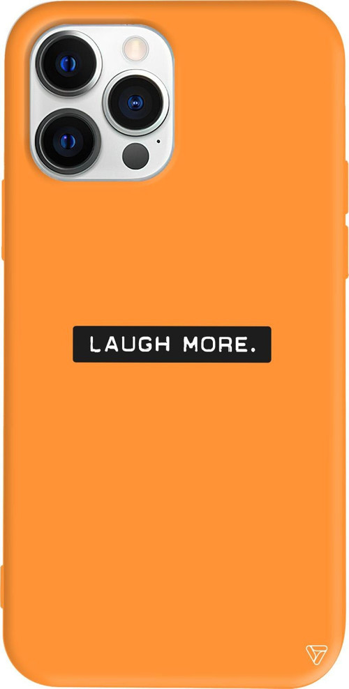 iPhone 15 Pro Max Uyumlu Turuncu Renkli Silikon Laugh More Telefon Kılıfı