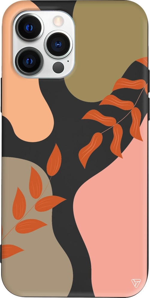 iPhone 15 Pro Max Uyumlu Siyah Renkli Silikon Abstract Koleksiyonu Leaf Touch Telefon Kılıfı