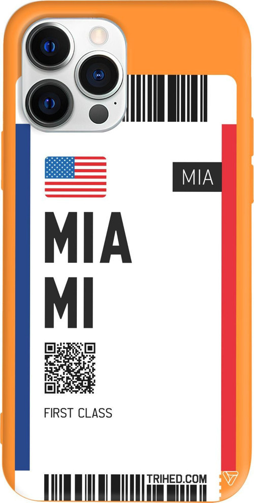 iPhone 15 Pro Max Uyumlu Turuncu Renkli Silikon Miami Bileti Telefon Kılıfı