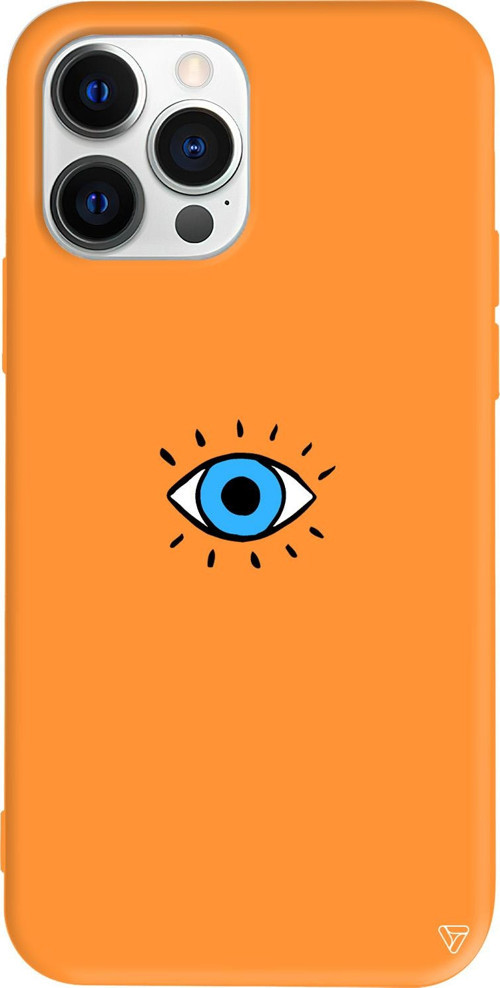 iPhone 15 Pro Max Uyumlu Turuncu Renkli Silikon One Eye Telefon Kılıfı