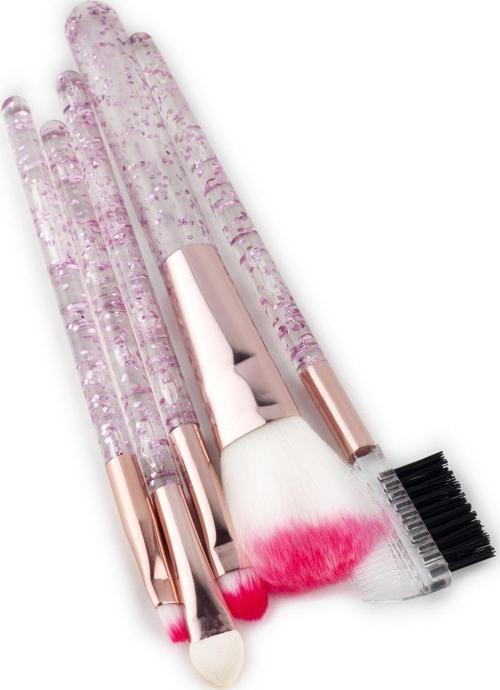 Kutulu Işıltılı 5 Adet Makyaj Fırça Seti Pembe