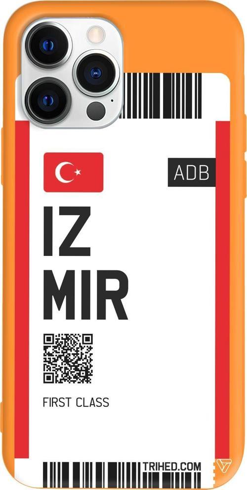 iPhone 15 Pro Max Uyumlu Turuncu Renkli Silikon  İzmir Bileti Telefon Kılıfı