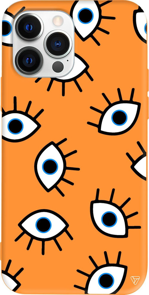 iPhone 15 Pro Max Uyumlu Turuncu Renkli Silikon Random Eyes Telefon Kılıfı