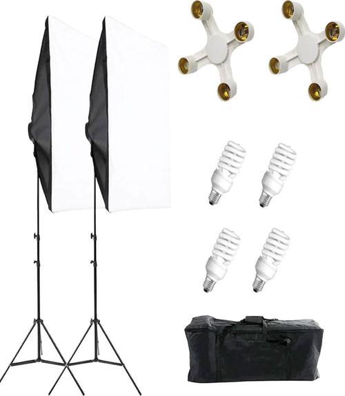 Softbox 50X70Cm 4 Duy Adaptörlü Lambalı Softbox Işık Softbox Ayağı 185Cm Softbox Kit