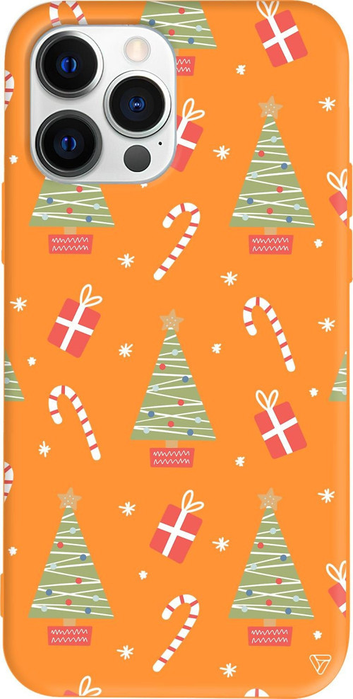 iPhone 15 Pro Max Uyumlu Turuncu Renkli Silikon Christmas Candy Telefon Kılıfı