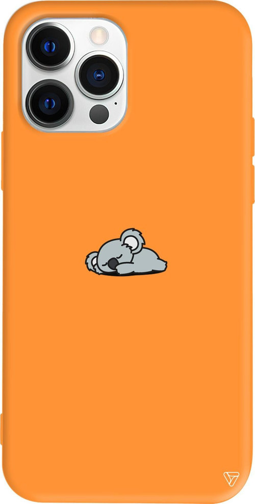 iPhone 15 Pro Max Uyumlu Turuncu Renkli Silikon Koala Telefon Kılıfı