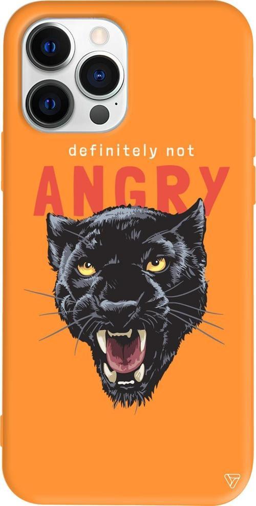 iPhone 15 Pro Max Uyumlu Turuncu Renkli Silikon Sinirli Jaguar Pars Telefon Kılıfı