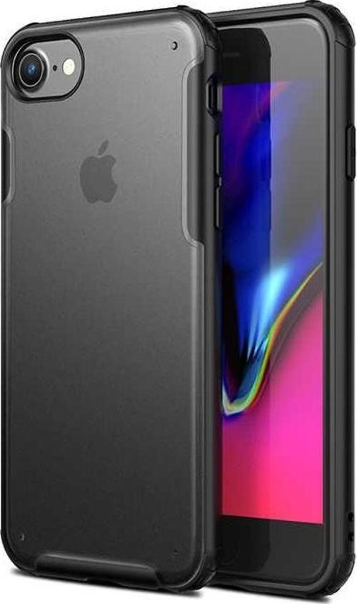 Apple iPhone 6 Kılıf Renkli Silikon Kenarlı Köşe Korumalı Private Kapak - Siyah