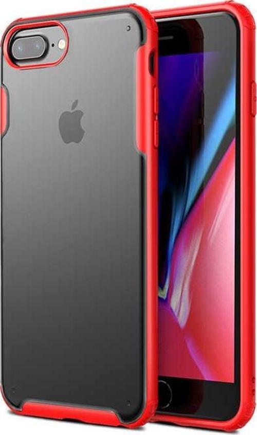 Apple iPhone 6S Plus Kılıf Renkli Silikon Kenarlı Köşe Korumalı Private Kapak - Kırmızı