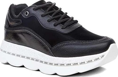 103 Deri Trend Fashion Kadın Sneakers Ayakkabı Siyah Beyaz