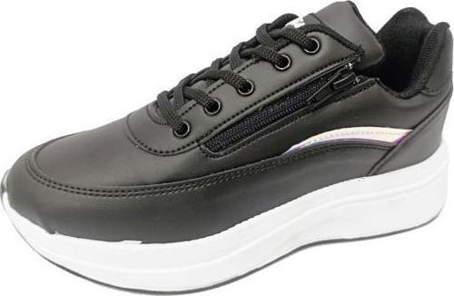 078 Deri Fashion Sneakers Ayakkabı 36-40 Siyah Beyaz