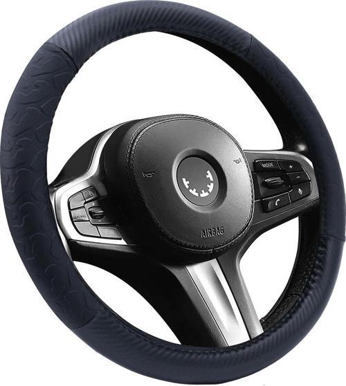 Oto Geçme Direksiyon Kılıfı Karbon Desenli Suni Deri Siyah Renk TEQ-010BK/BK