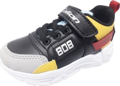 808 Deri Patik Çocuk Spor Ayakkabı Siyah Buz Sarı