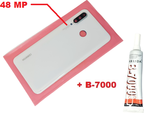Huawei P30 Lite Arka Pil Batarya Kapağı (Kamera Lensli 48 MP CAM+B-7000) BEYAZ