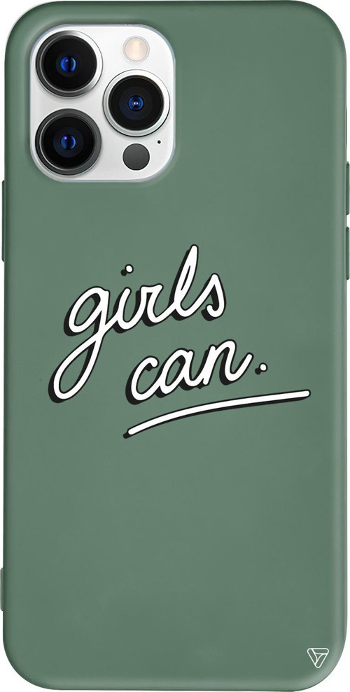 iPhone 15 Pro Max Uyumlu Yeşil Renkli Silikon Girls Can! Telefon Kılıfı