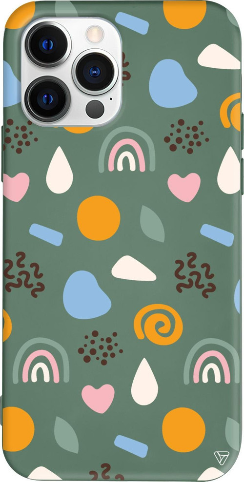iPhone 15 Pro Max Uyumlu Yeşil Renkli Silikon Abstract Koleksiyonu Abstract 4 Telefon Kılıfı