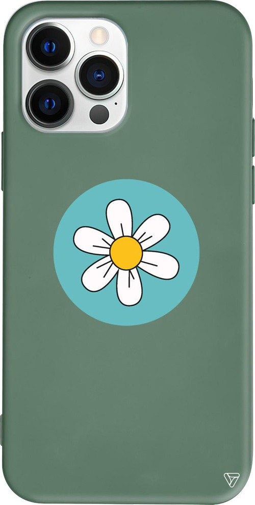 iPhone 15 Pro Max Uyumlu Yeşil Renkli Silikon Single Daisy Telefon Kılıfı