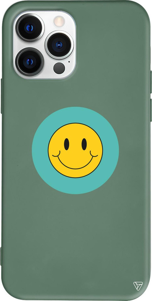 iPhone 15 Pro Max Uyumlu Yeşil Renkli Silikon Smile 2 Telefon Kılıfı