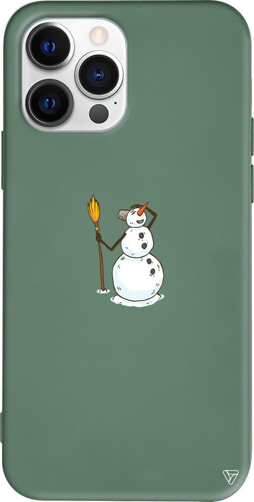 iPhone 15 Pro Max Uyumlu Yeşil Renkli Silikon Snowman Looking Around Uyumlu Telefon Kılıfı