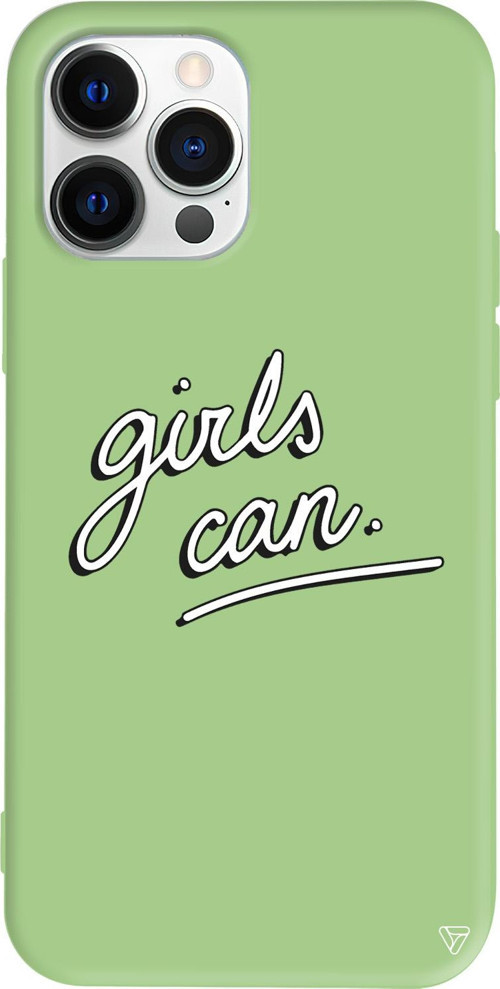 iPhone 15 Pro Uyumlu Açık Yeşil Renkli Silikon Girls Can! Telefon Kılıfı