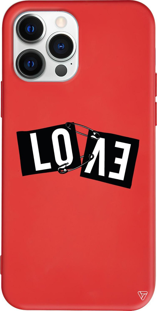 iPhone 15 Pro Uyumlu Kırmızı Renkli Silikon Love Telefon Kılıfı