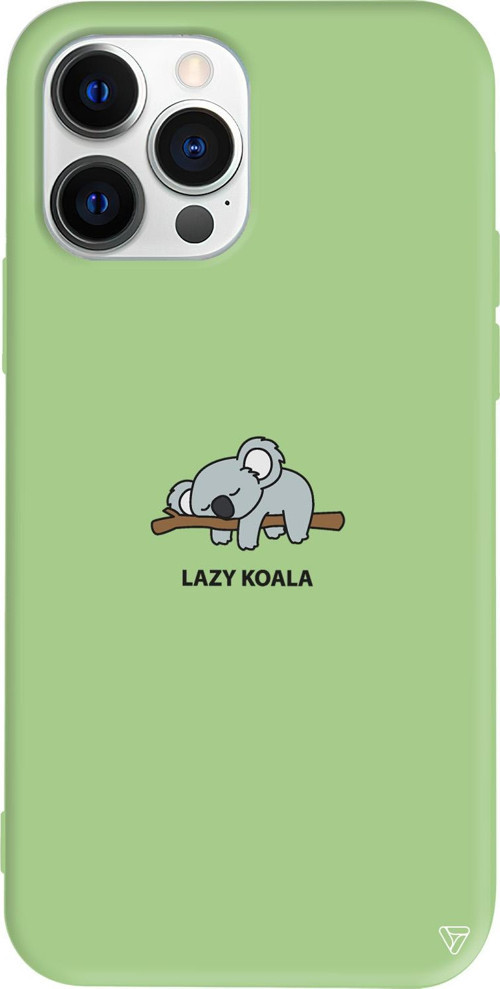 iPhone 15 Pro Uyumlu Açık Yeşil Renkli Silikon Lazy Koala Telefon Kılıfı