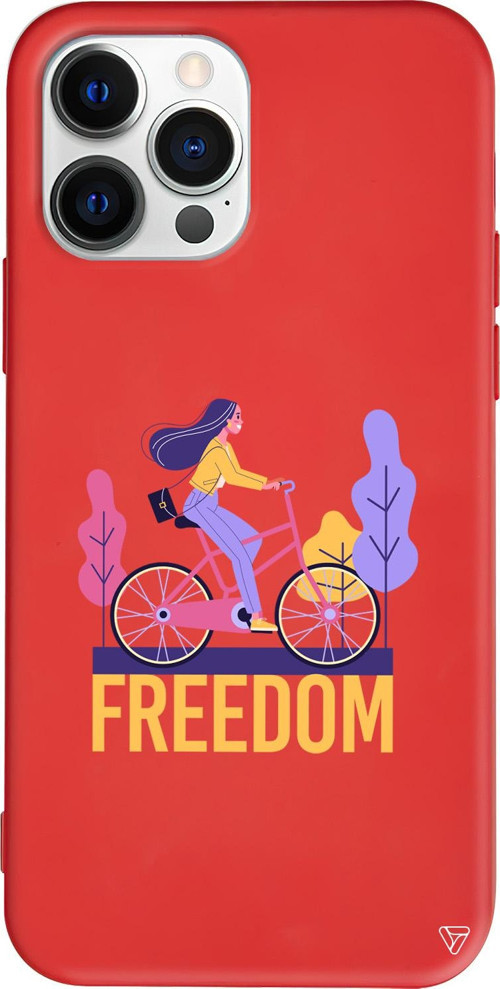 iPhone 15 Pro Uyumlu Kırmızı Renkli Silikon Freedom Telefon Kılıfı