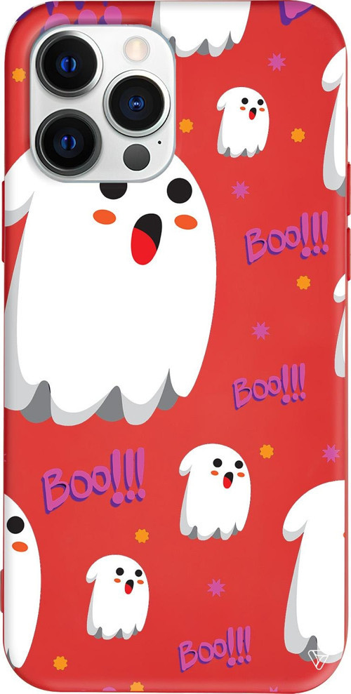 iPhone 15 Pro Uyumlu Kırmızı Renkli Silikon Ghost Boo! Telefon Kılıfı
