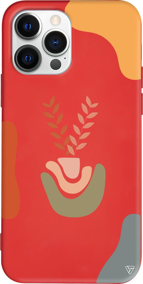 iPhone 15 Pro Uyumlu Kırmızı Renkli Silikon Basic Shape Abstract Koleksiyonu Telefon Kılıfı