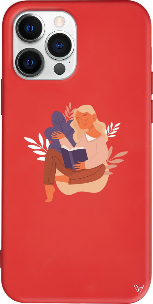 iPhone 15 Pro Uyumlu Kırmızı Renkli Silikon Book Lover Telefon Kılıfı