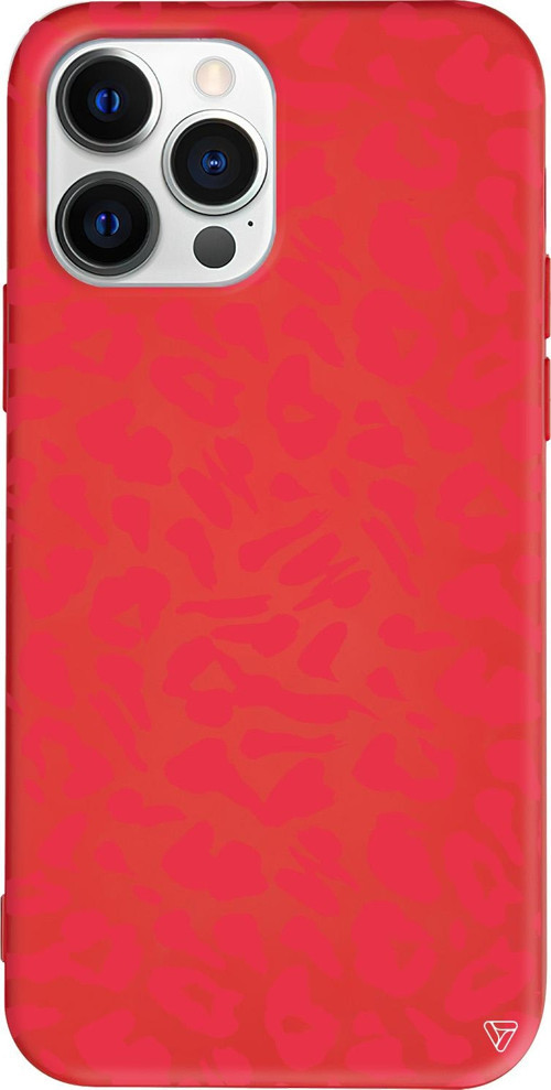 iPhone 15 Pro Uyumlu Kırmızı Renkli Silikon Leopar Rose Telefon Kılıfı